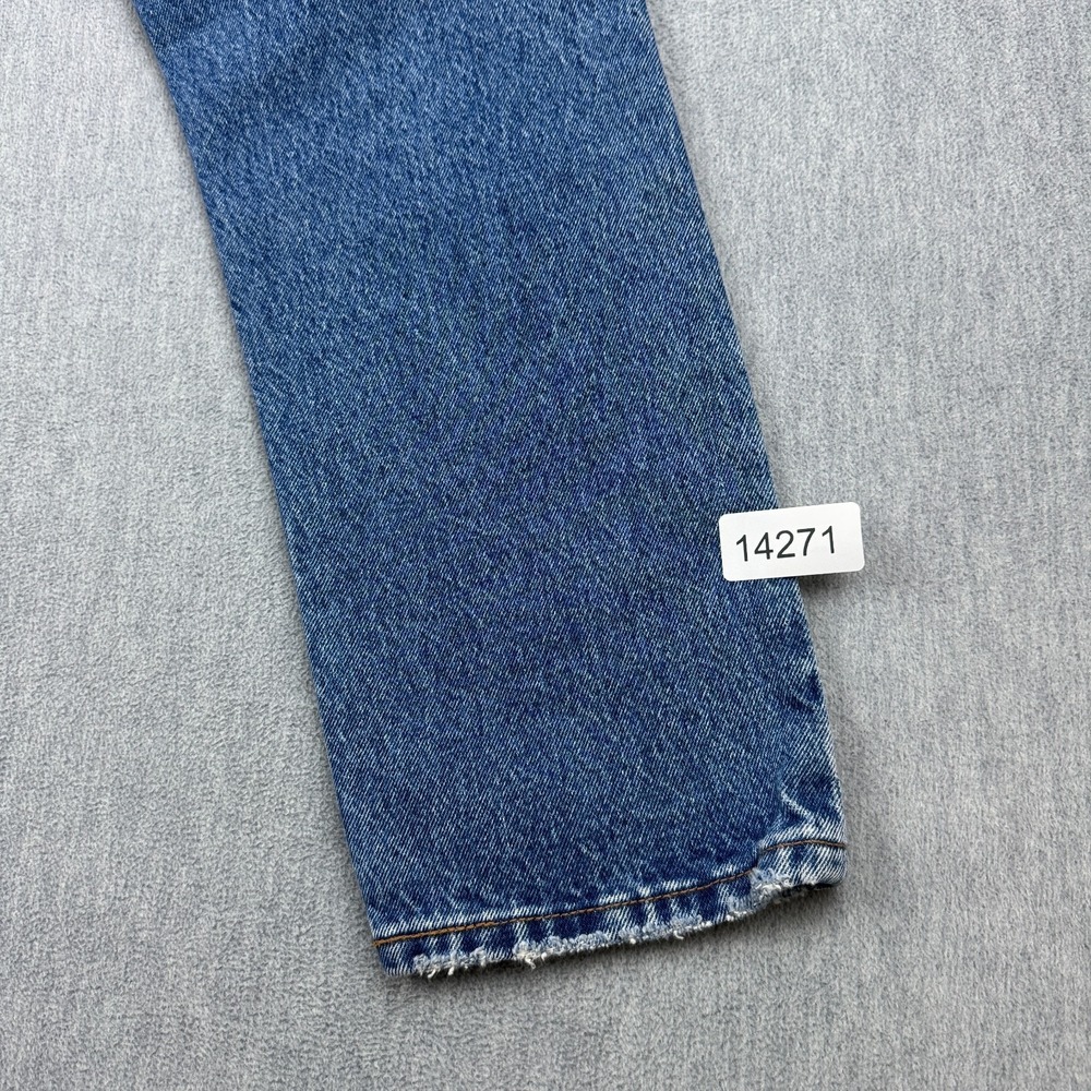 Levis 501 Jeans Womens 28X26 Blue Button Fly Straight Leg Classic Fit Distress - Picture 15 of 15